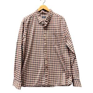 Fish Hippie Shirt Button Down Coastal Cotton Pink Blue Check XXL Tailored Fit